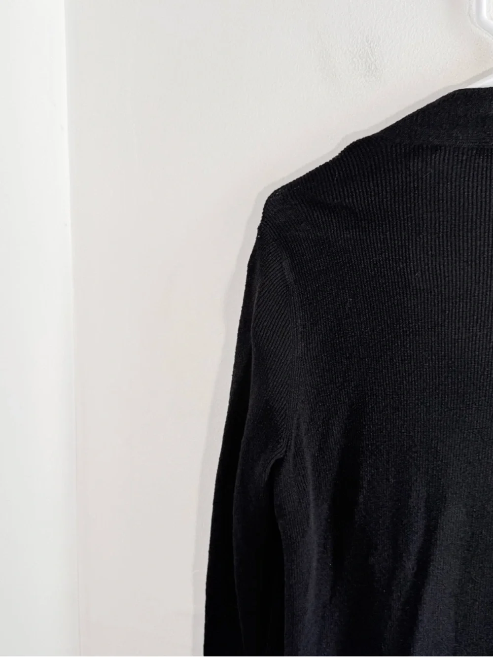 Eileen Fisher Black Linen Open Front Lightweight Knit Cardigan Pockets Small